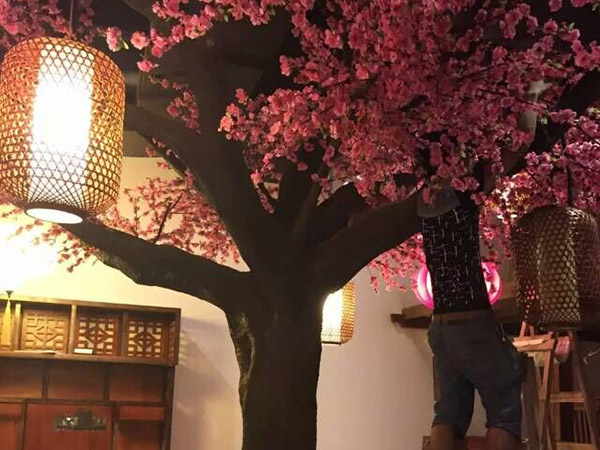 厚街餐厅仿真桃花树